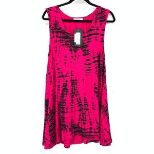 Bryn Walker Aldous Aguilos Sleeveless Tunic Top Womens Sz S Pink Black Impatiens